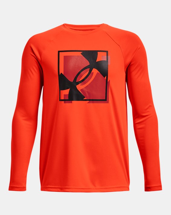 Boys' UA Velocity Branded Long Sleeve, Orange, pdpMainDesktop image number 0